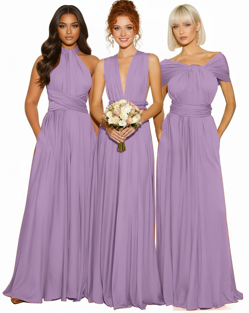 Transformable Infinity Maxi Dress with Pockets Regular Plus size Wedding Bridal Party Bridemaids Gownwisteria mauve 